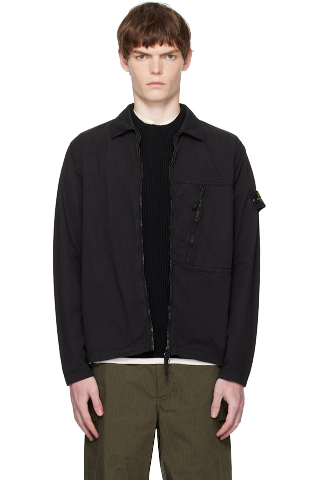 

1200003 куртка из сатина с добавлением хлопка супима и эластана Stone Island, черный