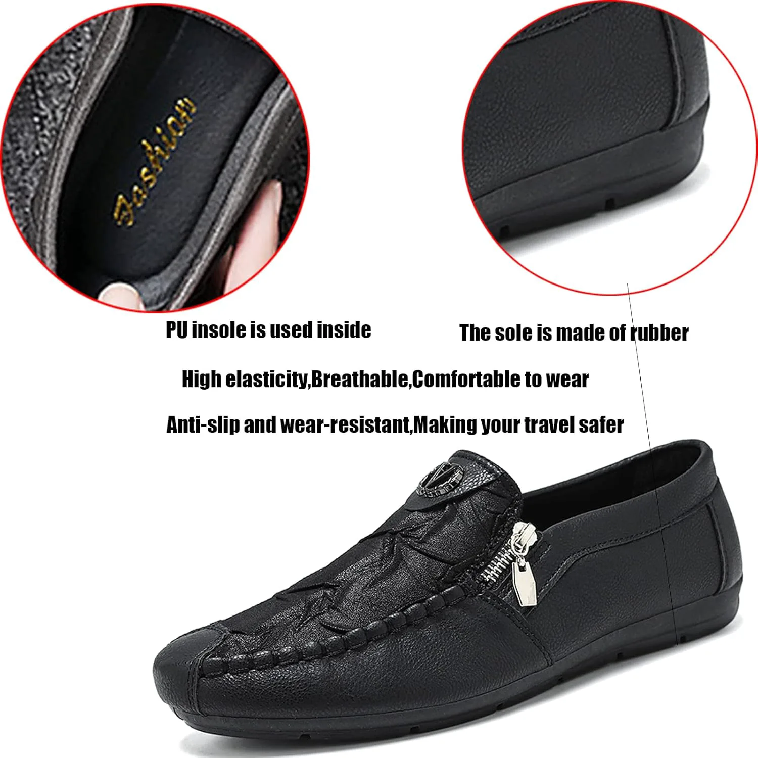 

Мужские мятые мягкие подошвы, повседневные кожаные лоферы, винтажные молнии и комфортные мокасины Penny, легкие и дышащие туфли для ходьбы KCTRFSJ, серый