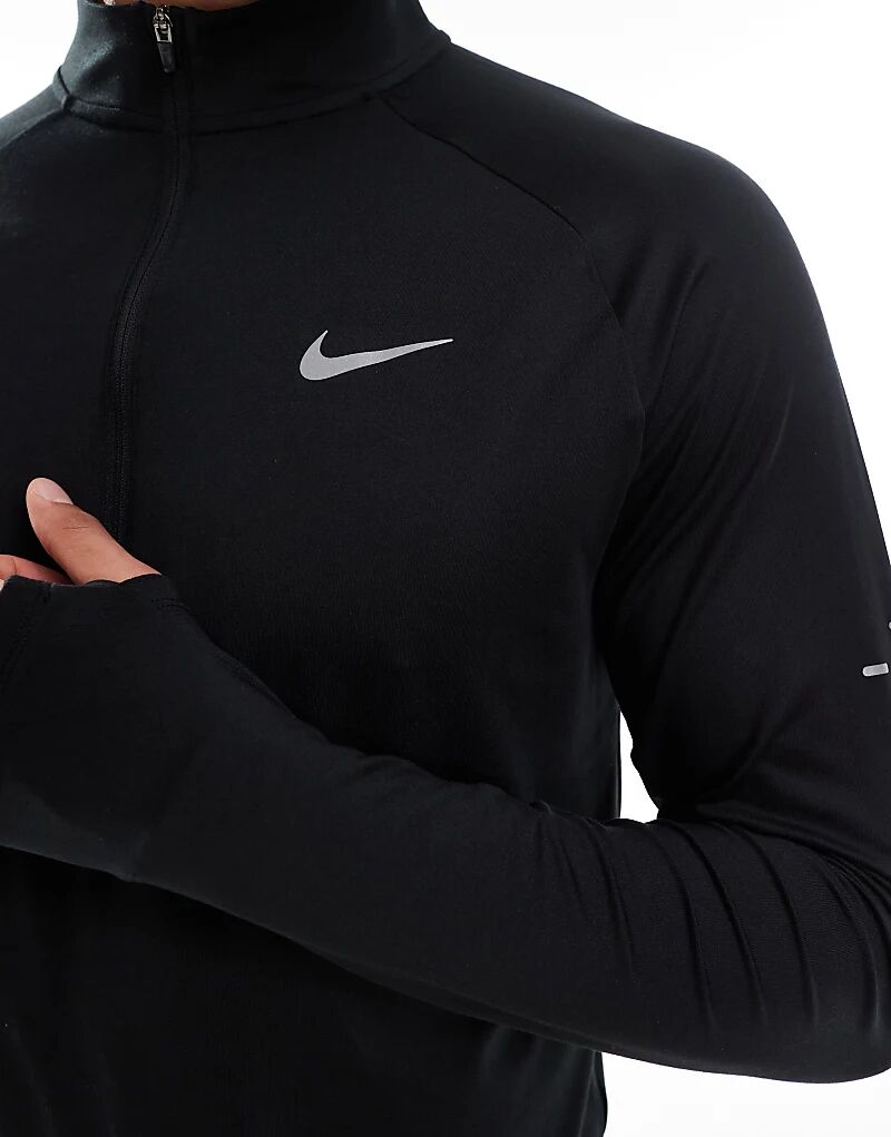 Футболка с длинным рукавом и застежкой-молнией Nike Running Stride Dri-FIT черного цвета — фото 3