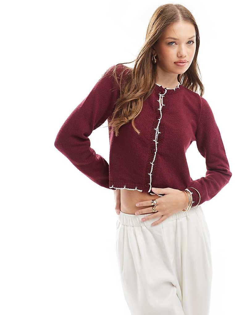 

ASOS DESIGN – бордовый кардиган с декоративной отделкой