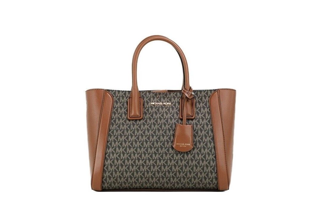 

Kali Medium Brown Signature PVC Satchel Сумка-кошелек Чехол для iPad Michael Kors
