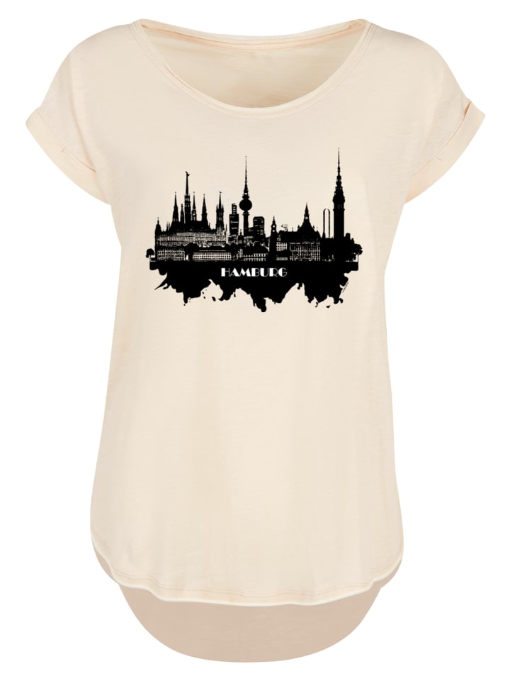 

F4NT4STIC Футболка с длинным кроем из коллекции "Города" - панорама Гамбурга на белом песке