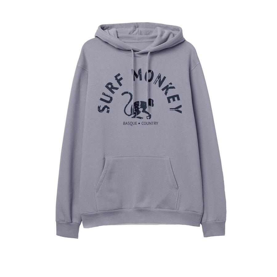 

SURF MONKEY Толстовка из органического хлопка с изогнутым логотипом, с капюшоном, для взрослых (сиреневая)
