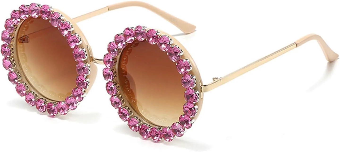 

Willochra Милые круглые солнцезащитные очки со стразами для женщин, модные, с бриллиантовым блеском, для вечеринки, хрустальные солнцезащитные очки, Black