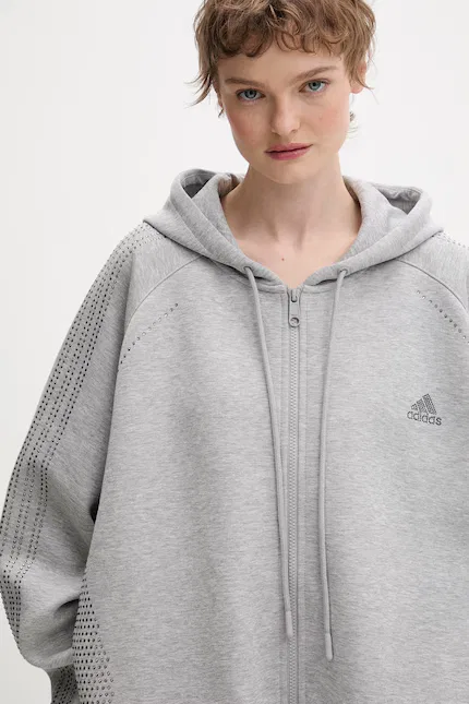 Толстовка на молнии оверсайз с капюшоном Adidas Originals, серый — фото 4