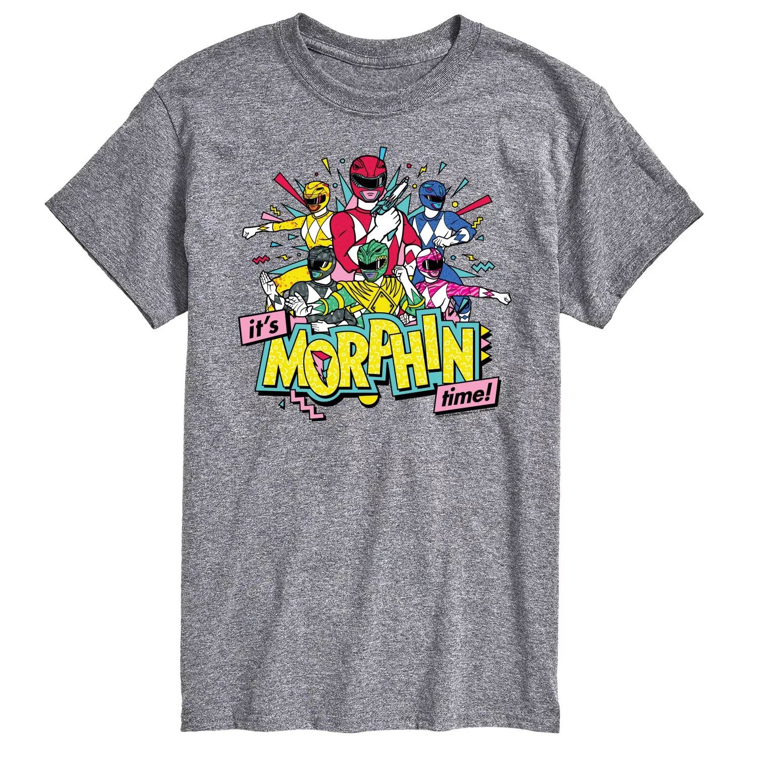 

Футболка с рисунком Big & Tall Power Rangers Morphin Time Group Licensed Character, серый