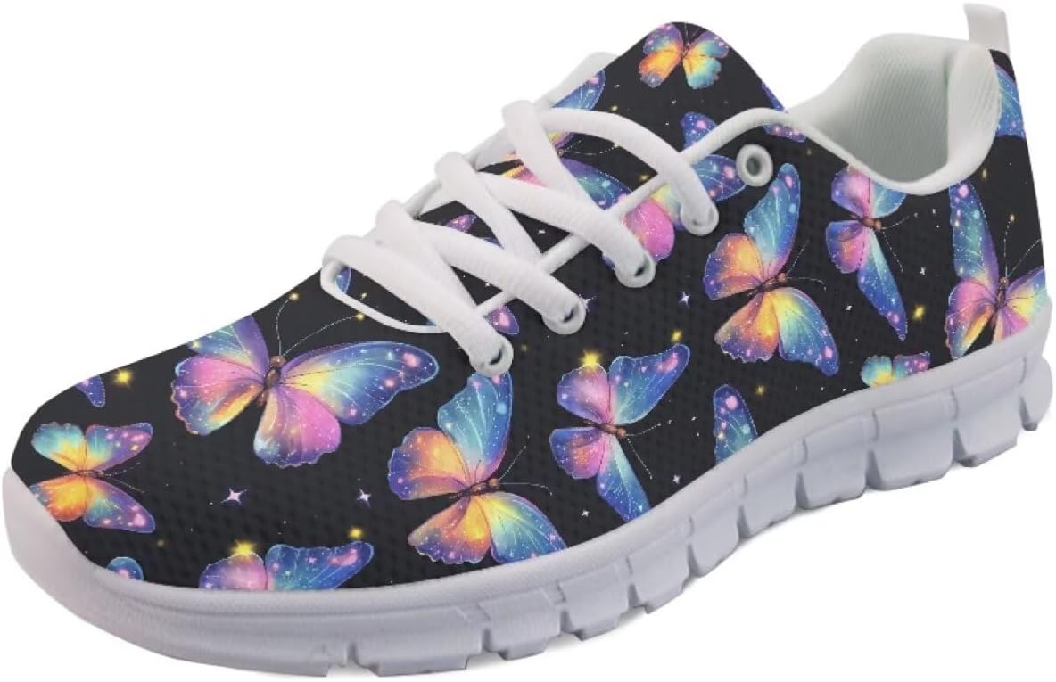 

Модные кроссовки низкие для бега для женщин и мужчин, теннисные, прогулочные, спортивные, фитнес-кроссовки, кроссовки для фестивалей Getelinseng, Neon Butterfly