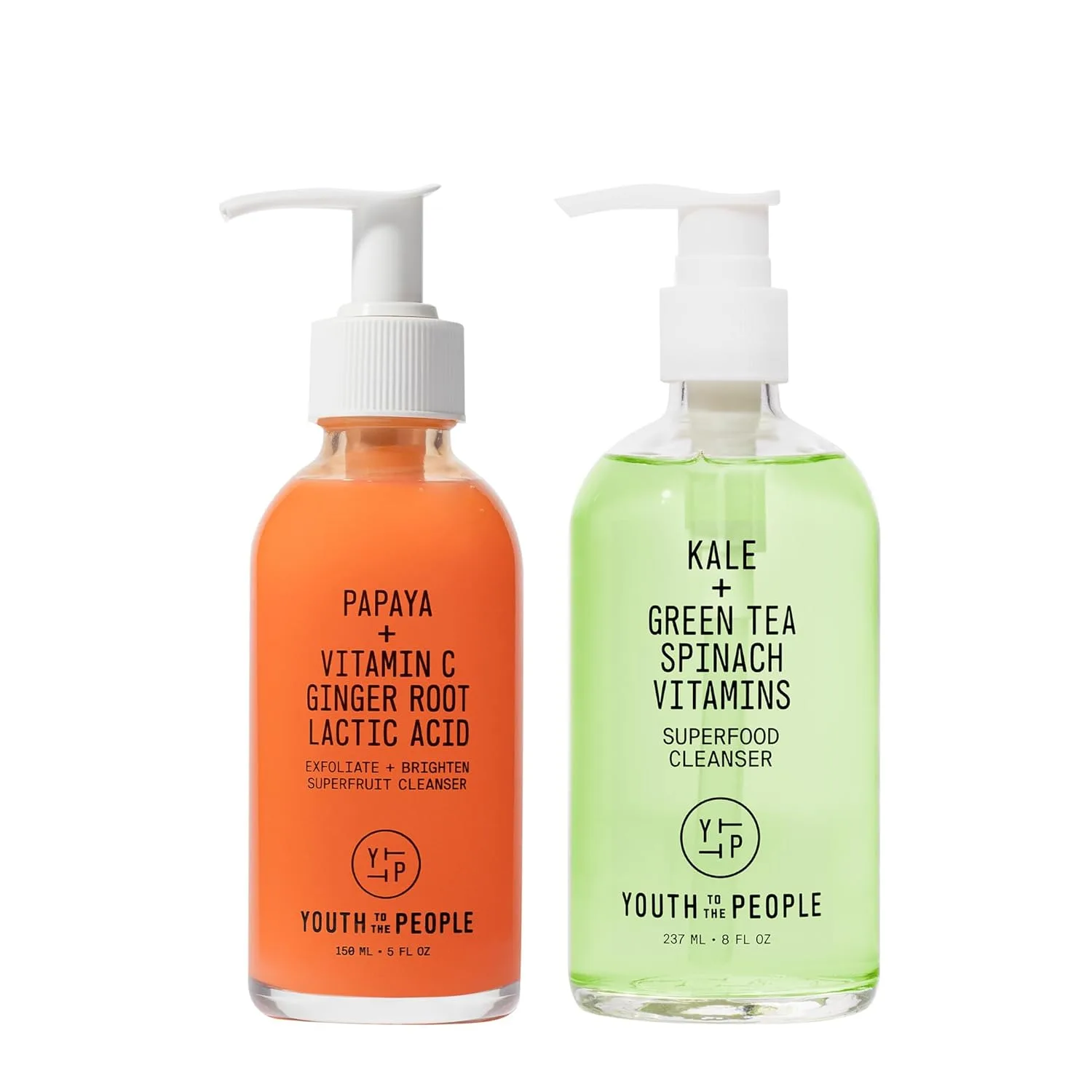 Набор Youth To The People — Supercharged Cleansing Duo - очищающее средство Superfood Kale + Green Tea для лица (227 г) и нежный эксфолиант Superfruit Papaya