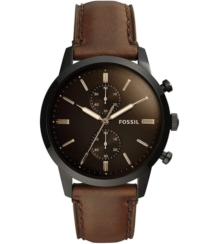 

Коричневые кожаные часы Fossil Townsman с хронографом, коричневый