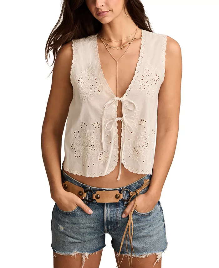 

Женский жилет с ажурной вставкой Lucky Brand, белый