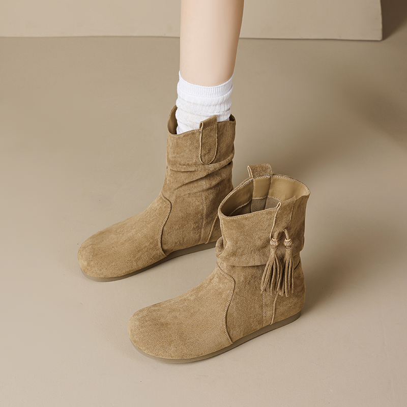 AGSDON Женские полусапожки каштановые хаки, цвет Khaki — фото 3