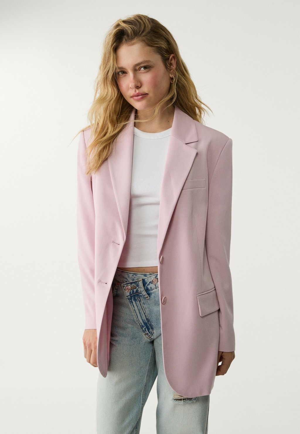 

Короткое пальто FLOWING Stradivarius, светло-розовый