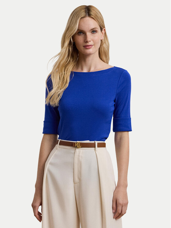 

Блузка slim fit 200654963185 Lauren Ralph Lauren, синий