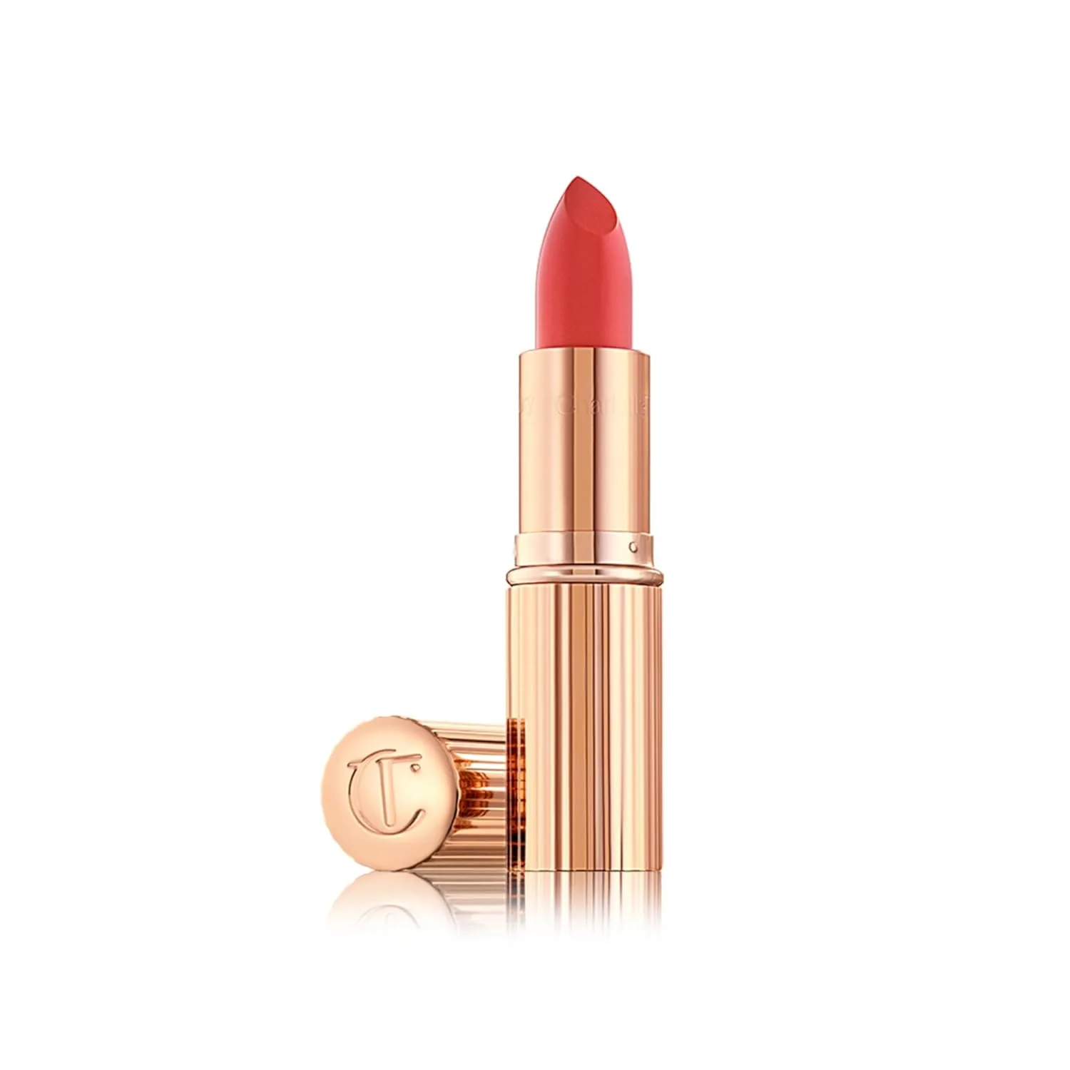 Помада Charlotte Tilbury KISSING - увлажняющая и питательная помада с светоотражающими пигментами для сияющего финиша и визуального увеличения объема губ., Coral Kiss - warm coral