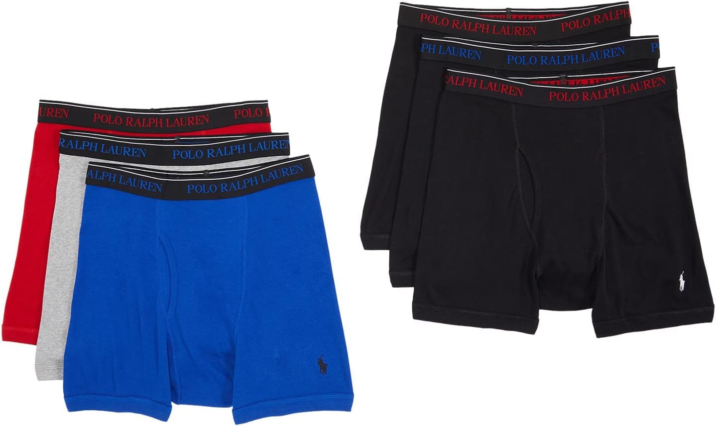 

Мужские трусы-боксеры POLO RALPH LAUREN Classic Fit - упаковка из 6 шт. - 100% хлопок - пришитая ширинка - эластичный пояс, Polo Black/Sapphire Star/Andover Heather/Polo Black/Rl2000 Red