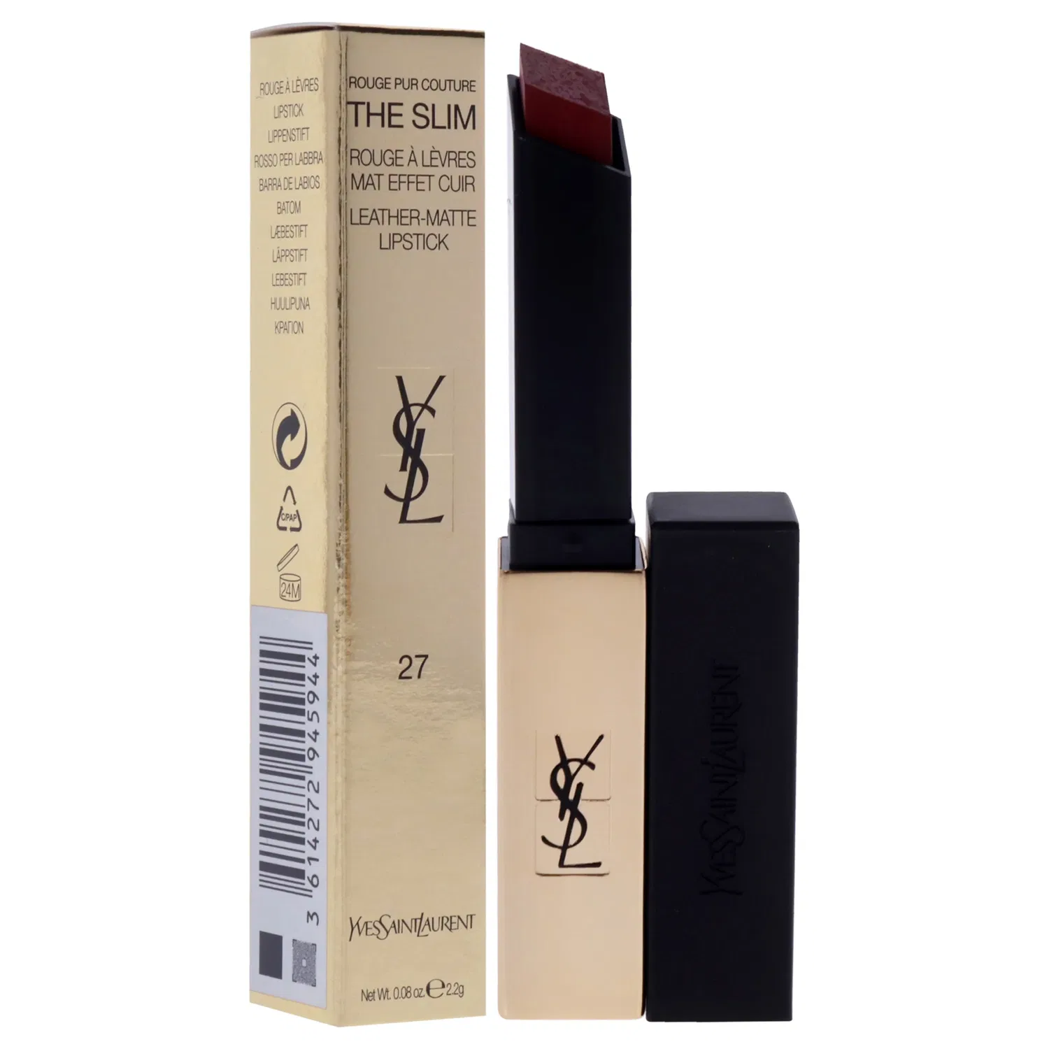 Матовая помада Rouge Pur Couture The Slim Matte Lipstick - 27 Conflicting Crimson от Yves Saint Laurent для женщин - 0,08 унции — фото 3