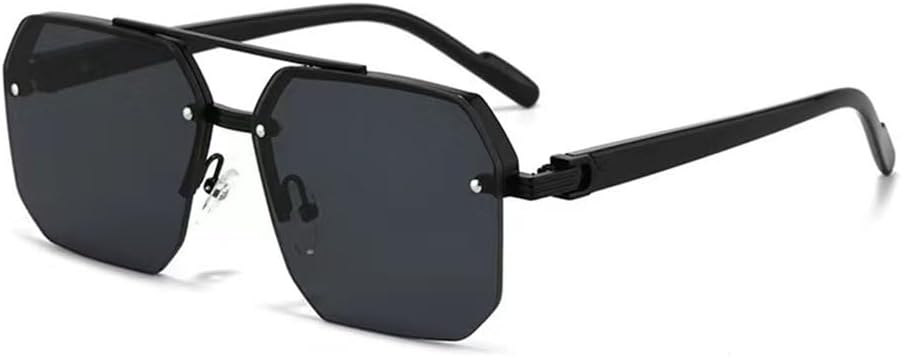 

Солнцезащитные очки с двойной перемычкой, многоугольная оправа, модные металлические очки для уличной фотографии, высококачественные солнцезащитные очки HHZZYVY, Black Black