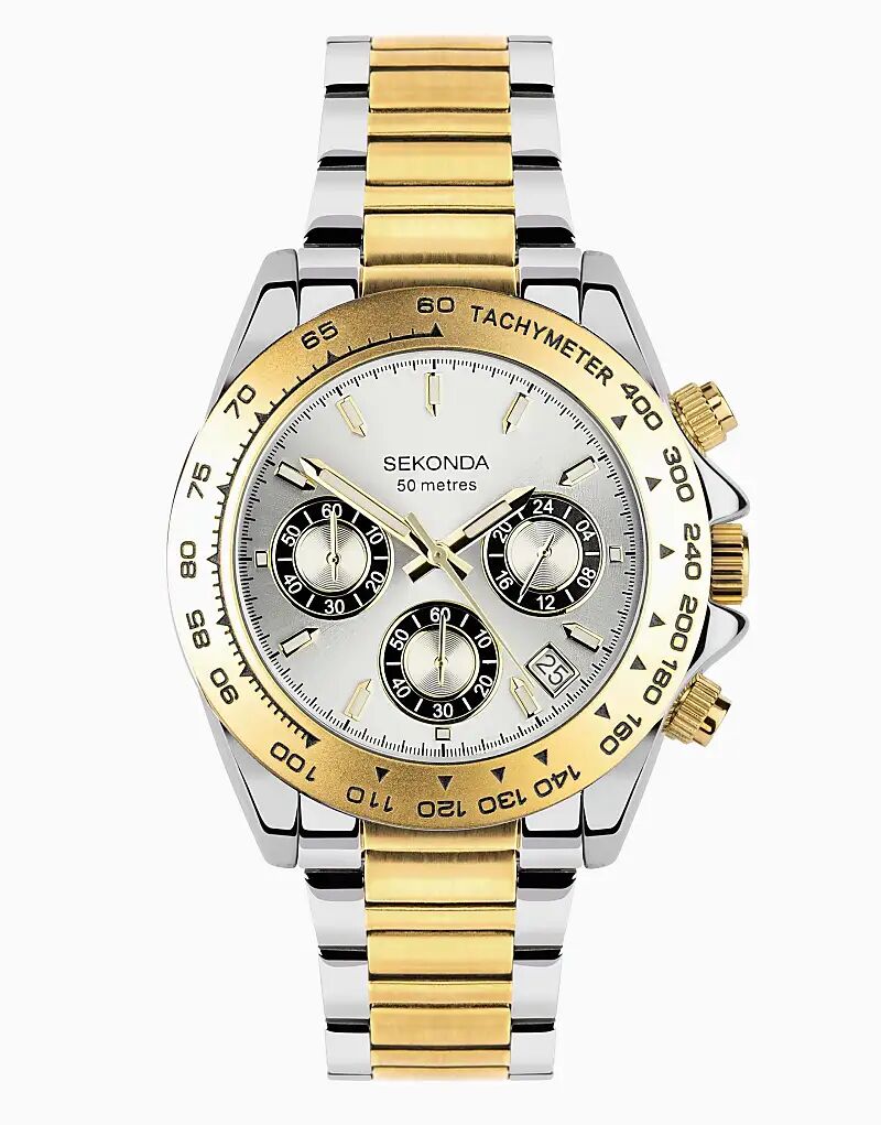 

Часы Sekonda Sekonda Circuit 40 мм, круглые, двухцветные, серебристые
