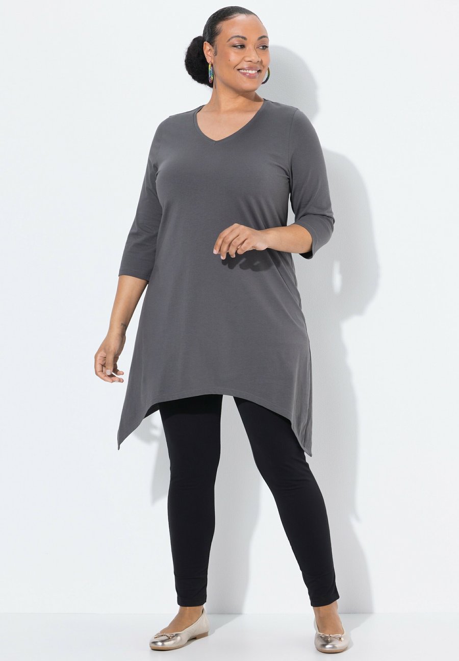 

Топ Ulla Popken POINTED HEM EMPIRE, Graphite Grey/Grey
