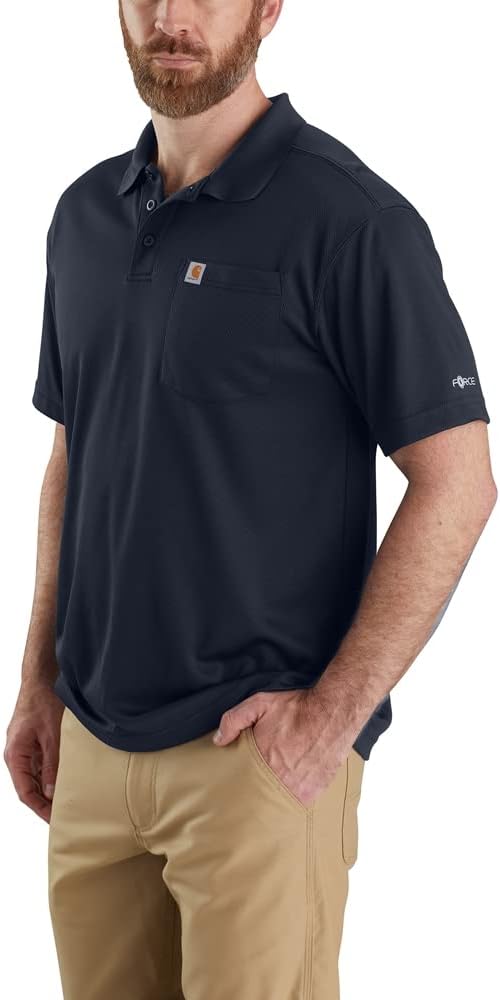 

Carhartt мужская футболка-поло Force Relaxed Fit с карманом, Navy