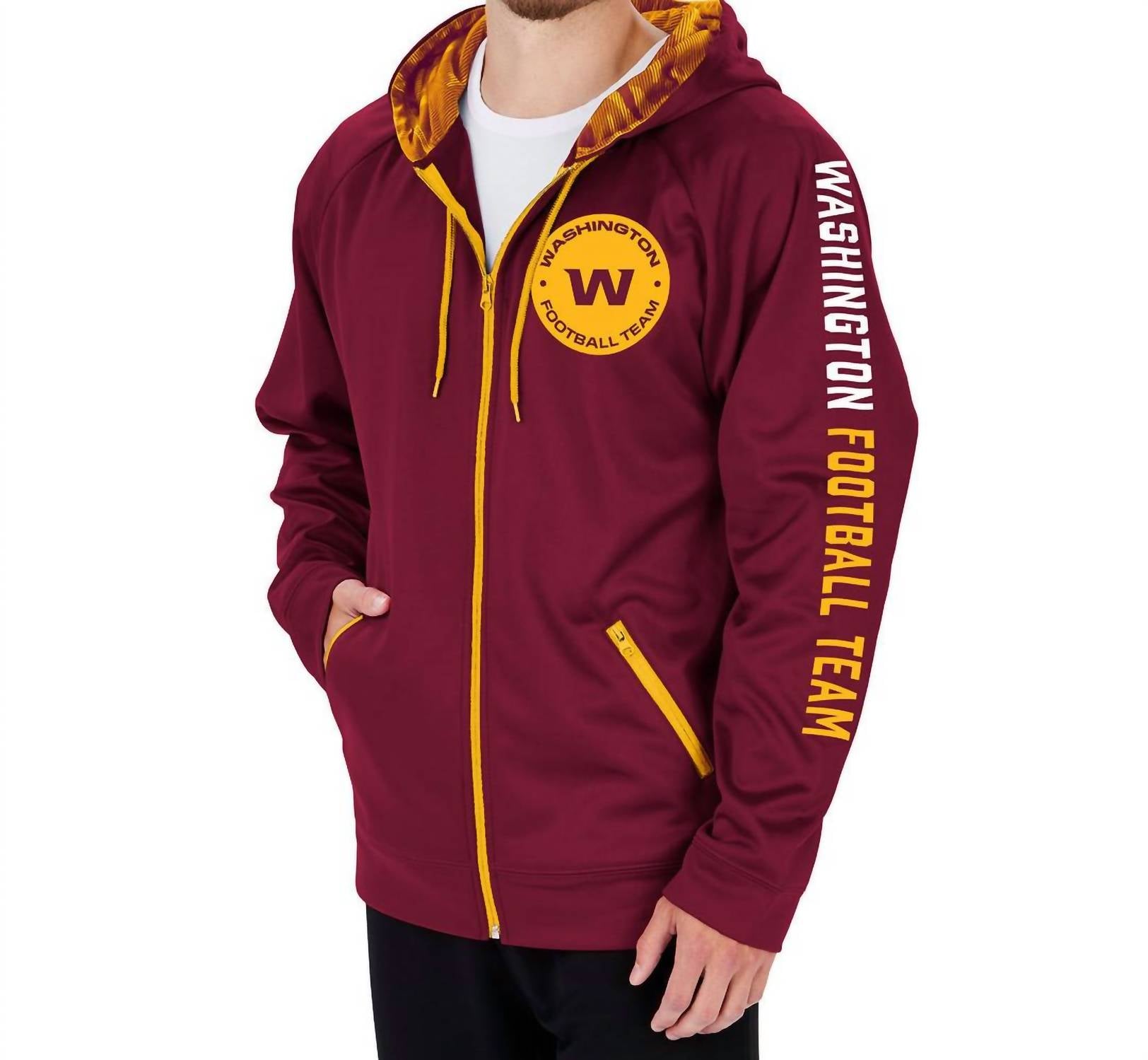 

Толстовка с капюшоном Nf Washington Football Team Full Zip Camo красного цвета Zubaz