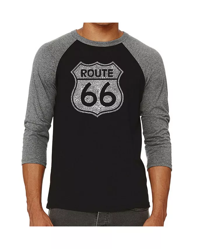 

Футболка мужская Route 66 с надписью и рукавом реглан LA Pop Art, серый
