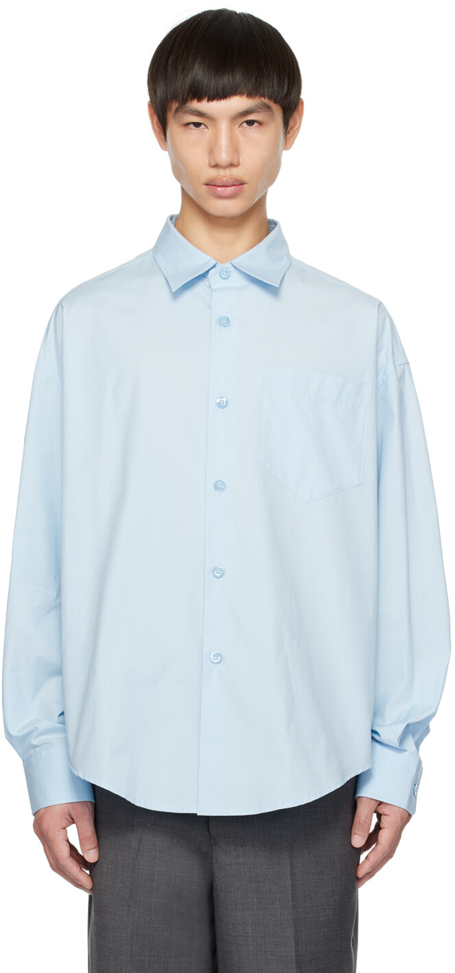 

Синяя рубашка свободного кроя AMI Paris, Sky blue