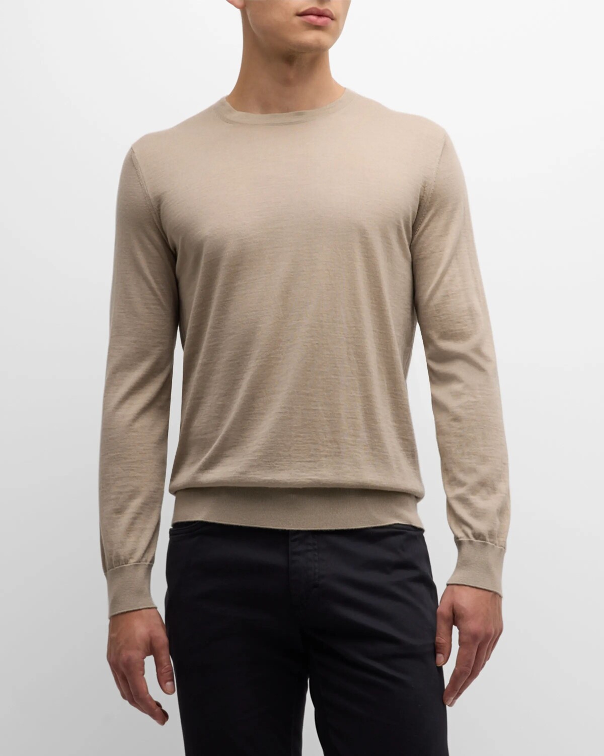 

Мужской свитер Cashseta из кашемира и шелка с круглым вырезом ZEGNA, цвет Medium Beige Solid