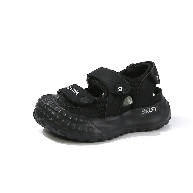 

Детские сандалии с низким верхом, устойчивые к истиранию и отскоку, дышащие SNOOPY, черный