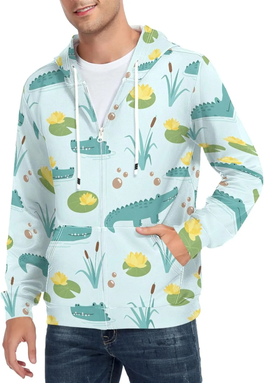 

Мужской худи на молнии Crocodile Pad Water Reed с карманом CUPADA