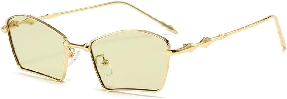 

Модные солнцезащитные очки веерообразной формы для женщин, металлические оправы, винтажные квадратные солнцезащитные очки для мужчин, очки для вождения для женщин MTZJH, Gold Green