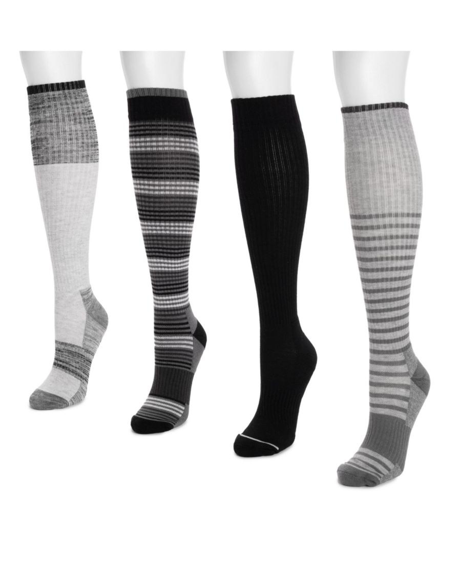 

Женские компрессионные носки (4 шт) широкого размера MUK LUKS, Ebony/grey
