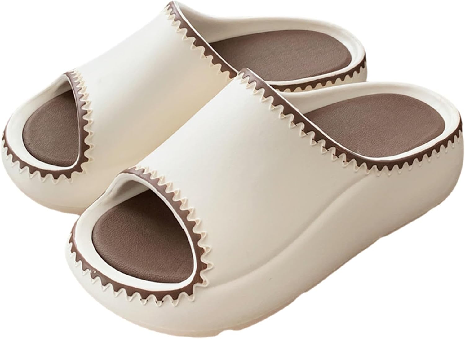 

Сланцы HORMAUWORD Cloud для женщин и мужчин, нескользящие мягкие восстановительные сланцы, толстая подошва, открытый носок, мужские сланцы-подушки, шлепанцы для душа/ванной/пляжа, белый/коричневый