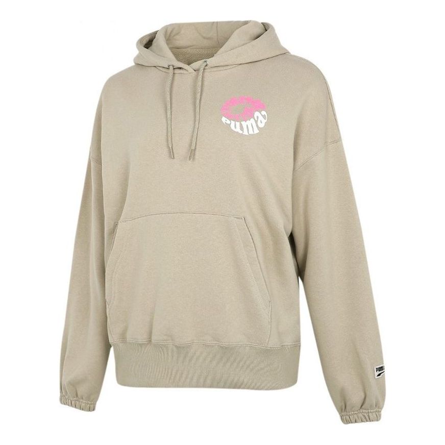 

Толстовка (WMNS) PUMA Downtown Graphic Hoodie Breathable Letter Printing Long Sleeve Khaki 533049-42
