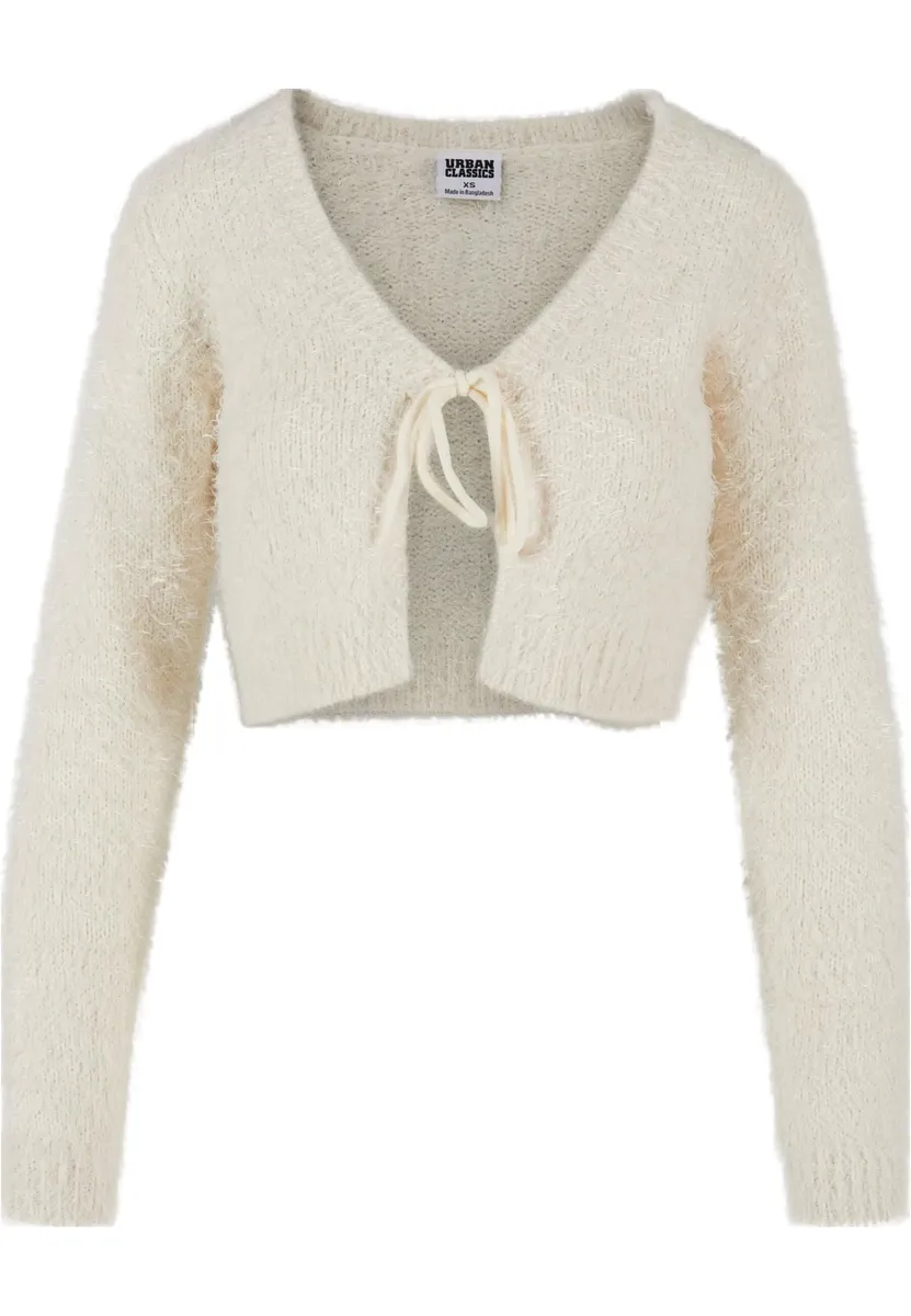 

Кардиган URBAN CLASSICS " Urban Classics Ladies завязанный укороченный кардиган с перьями", белый