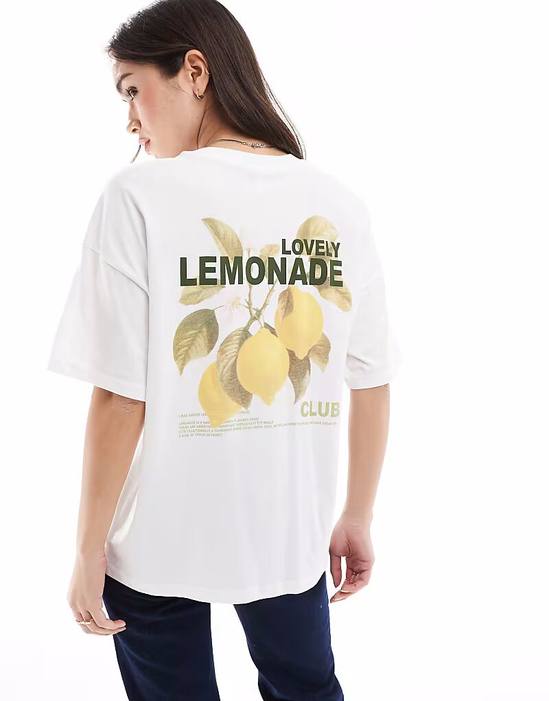 

ONLY футболка оверсайз с лимонным принтом