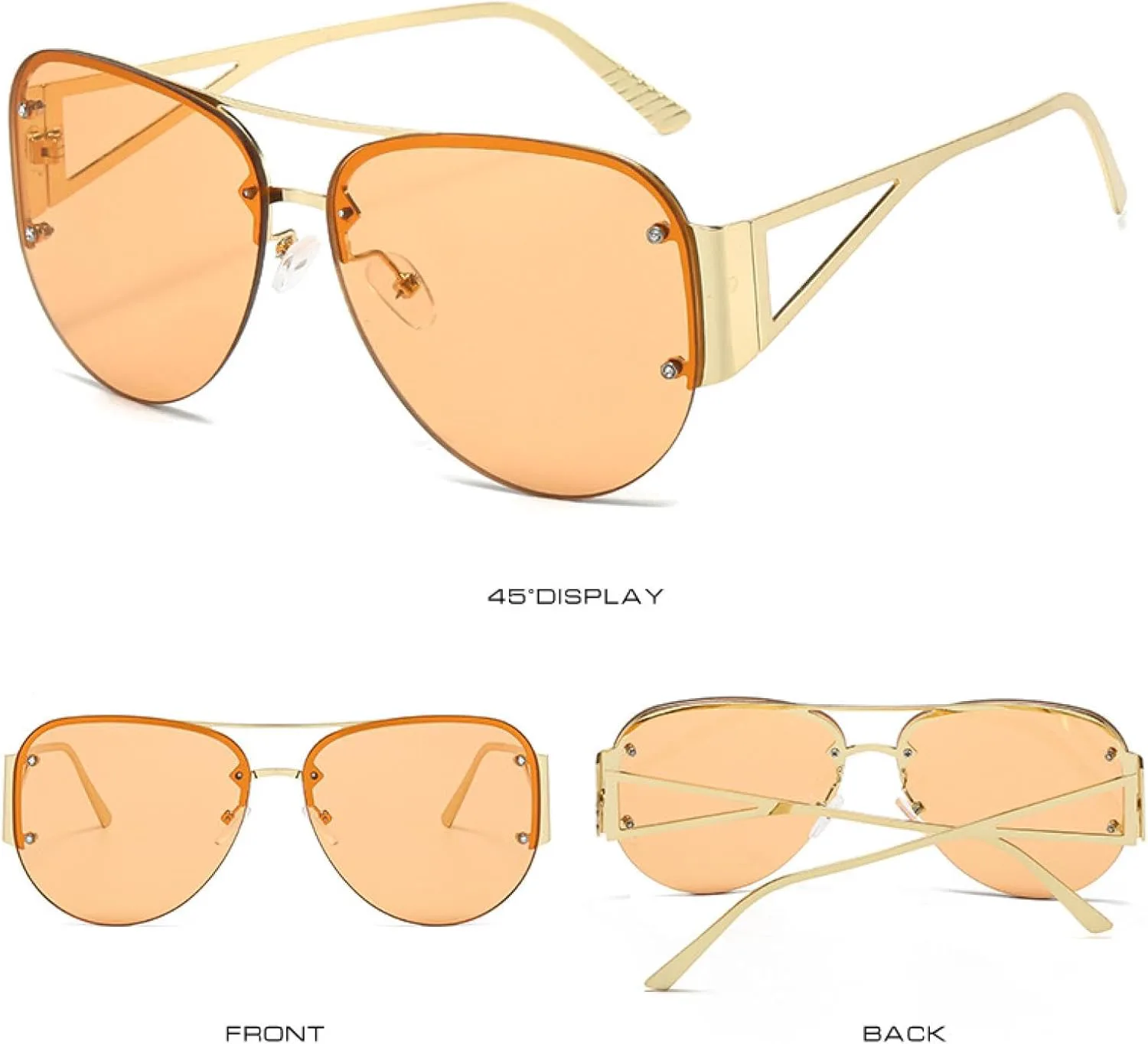 

Винтажные женские солнцезащитные очки без оправы в стиле панк, конфетные солнцезащитные очки, женские солнцезащитные очки с градиентом UV400 TKKTLLT, Gold Gray