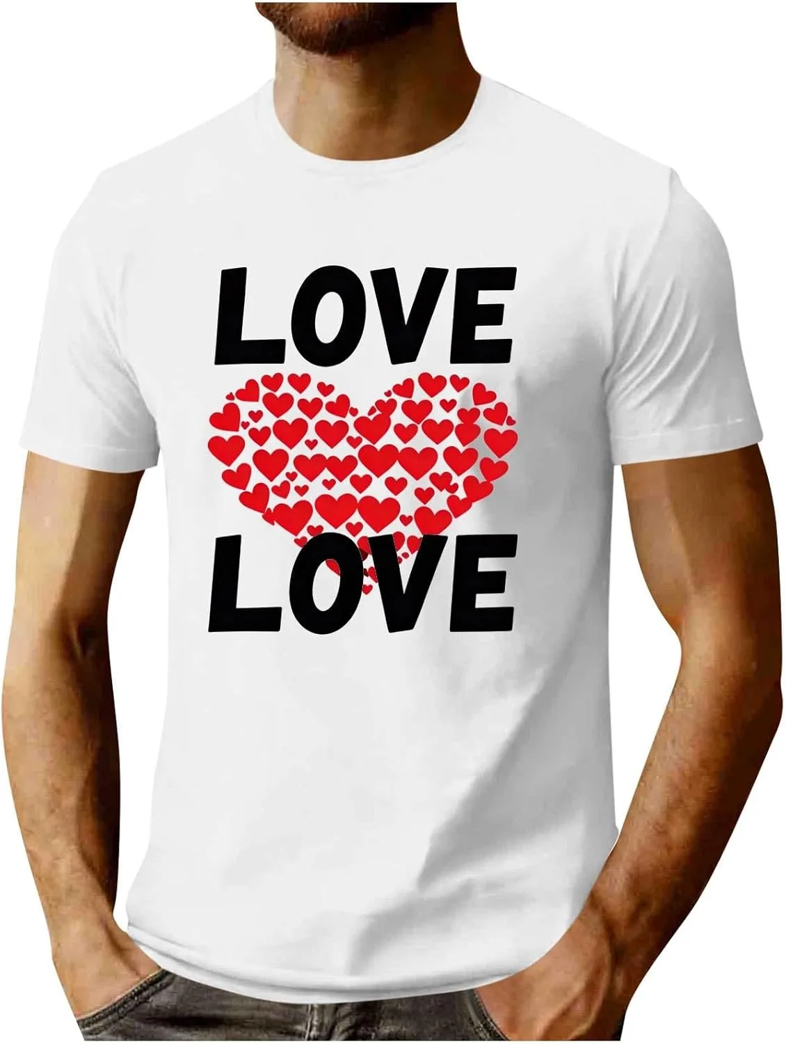 

Футболка для мужчин с принтом в виде сердца и надписью