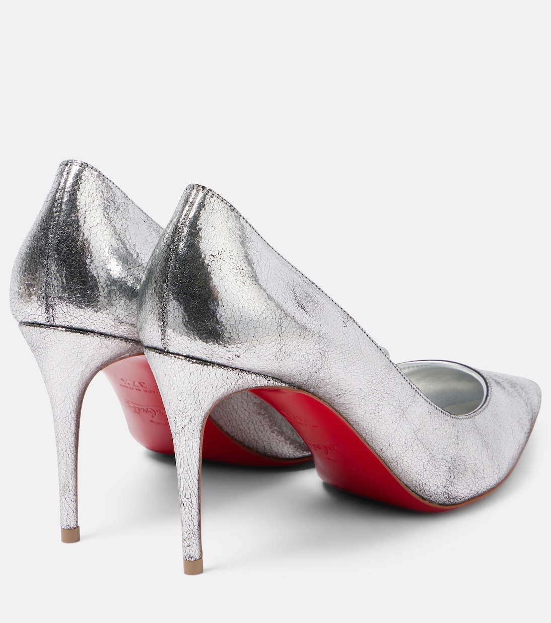 Туфли-лодочки Kate 85 из металлизированной кожи Christian Louboutin, Silver/Lin Silver — фото 2