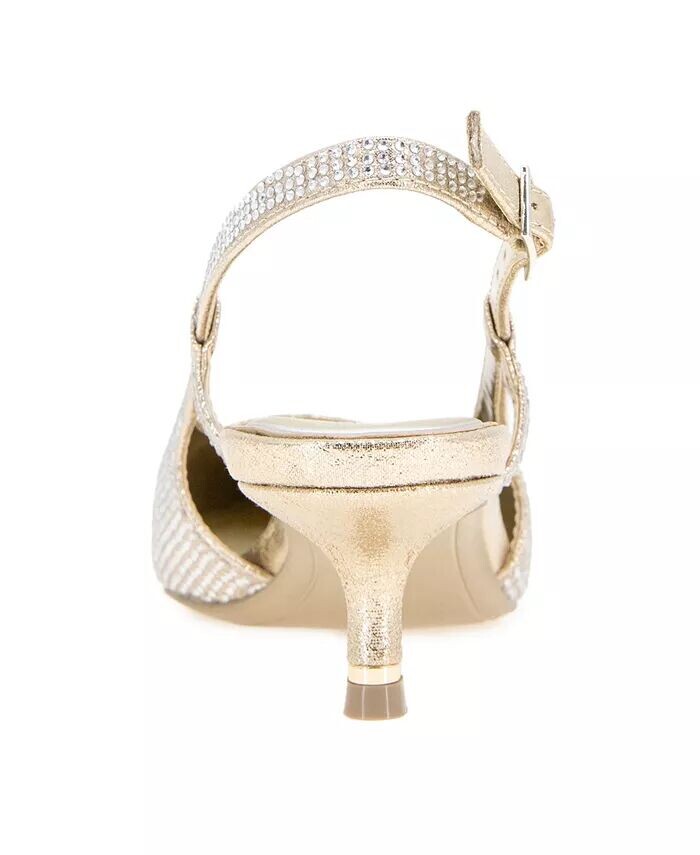 Женские туфли-лодочки Martha Crystals на каблуке-рюмочке с ремешком на пятке Kenneth Cole New York, золотой — фото 3