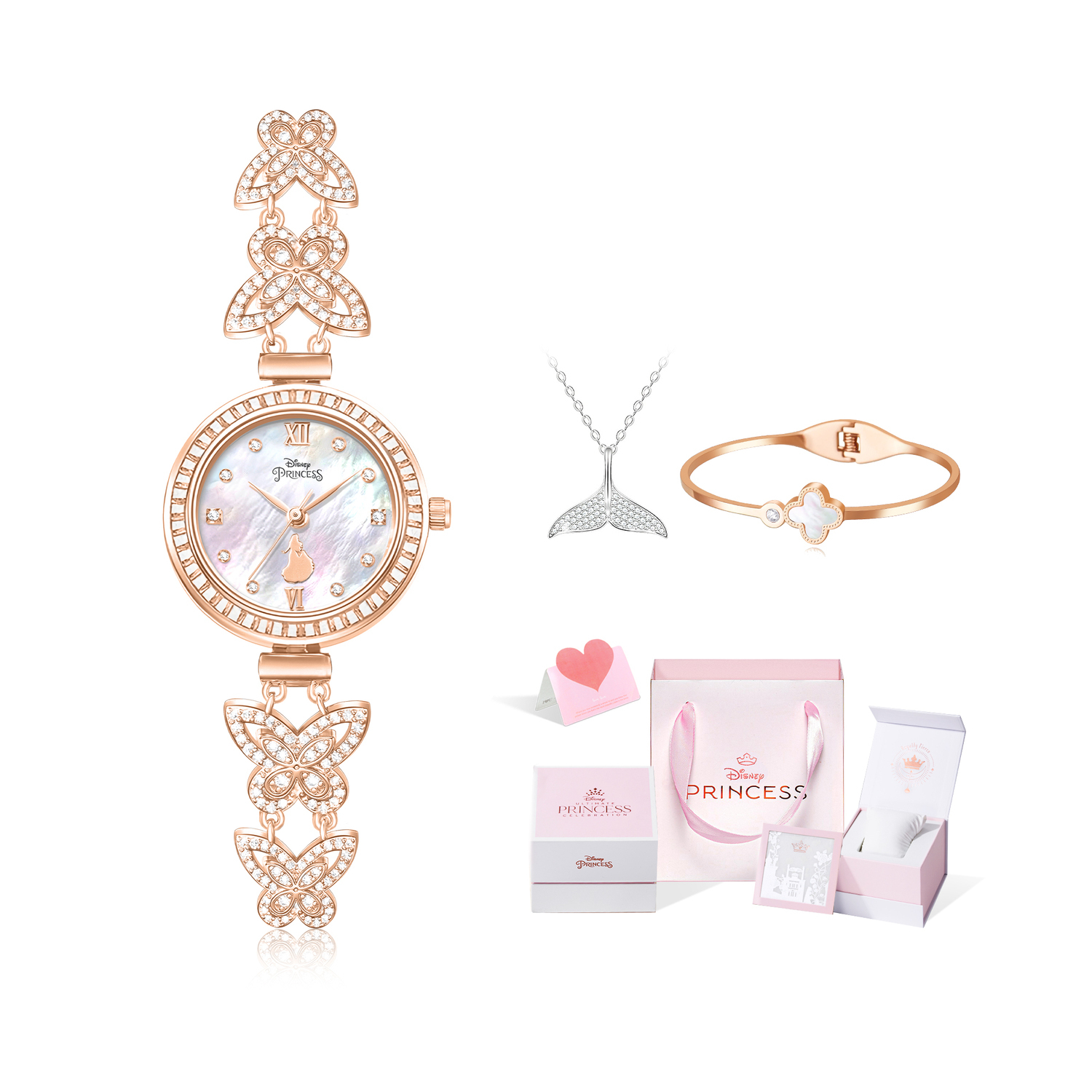 

Часы для женщин с кварцевым механизмом Princess, металлическим ремешком и циферблатом цвета перламутр Disney, золотойen butterfly shadow[disney princess box+bangle+necklace+custom greeting card]