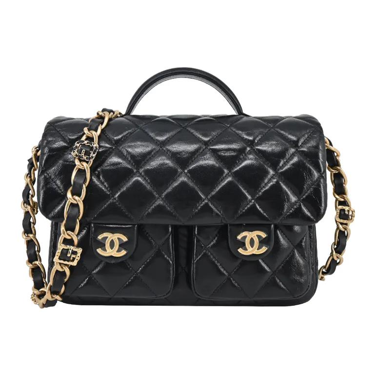 

CHANEL Женская черная сумка Sheepskin через плечо