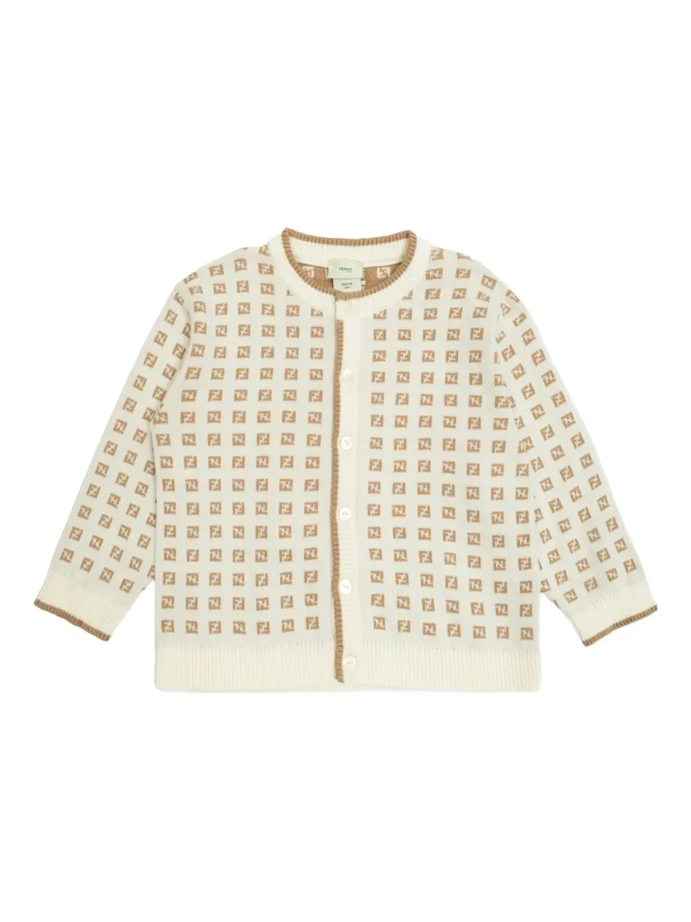 Кардиган с логотипом Fendi Kids, бежевый