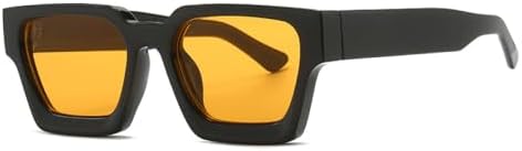 

Квадратные солнцезащитные очки 2027 для женщин и мужчин, модные солнцезащитные очки в винтажном стиле, панк, маленькие очки с оправой, защита от УФ-излучения UV400 MTZJH, Black Yellow