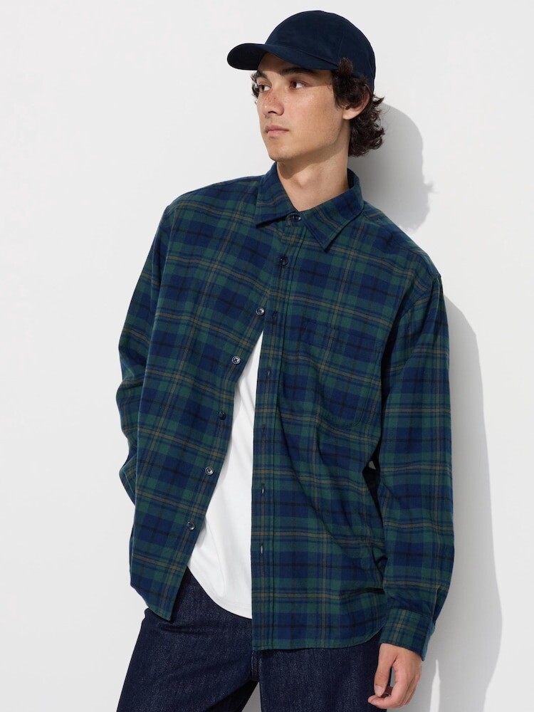 

Фланелевая рубашка в клетку Uniqlo, зеленый