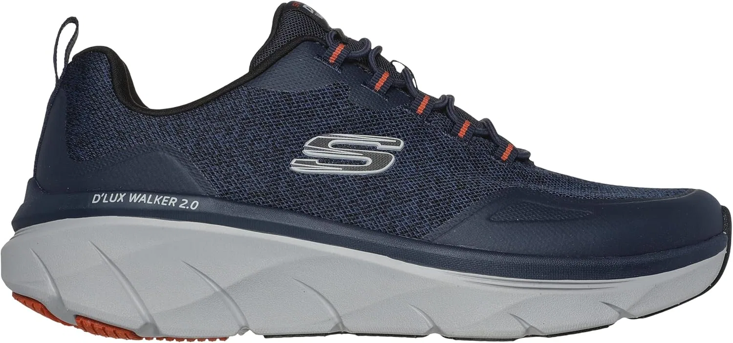 Кроссовки Skechers D'lux Walker 2.0 Steadyway для мужчин, Navy Mesh Synthetic Orange Trim — фото 4
