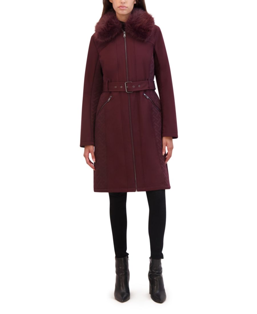 

Женское пальто из софтшелла с поясом Kenneth Cole Reaction, Burgundy