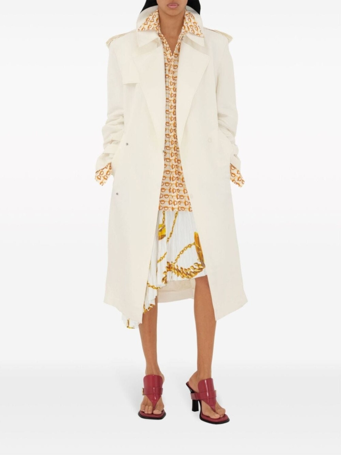 Юбка Burberry асимметричного кроя с принтом, белый — фото 2