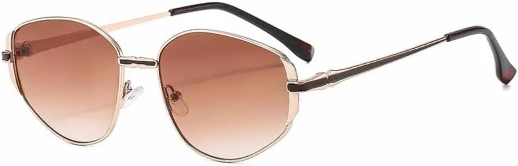 

Модные ретро-солнцезащитные очки с металлическими дужками, овальной оправой, маленького размера, для женщин и мужчин, для активного отдыха, с защитой от УФ-излучения (UV400) TVTBBVV, Gold Gradient Tea