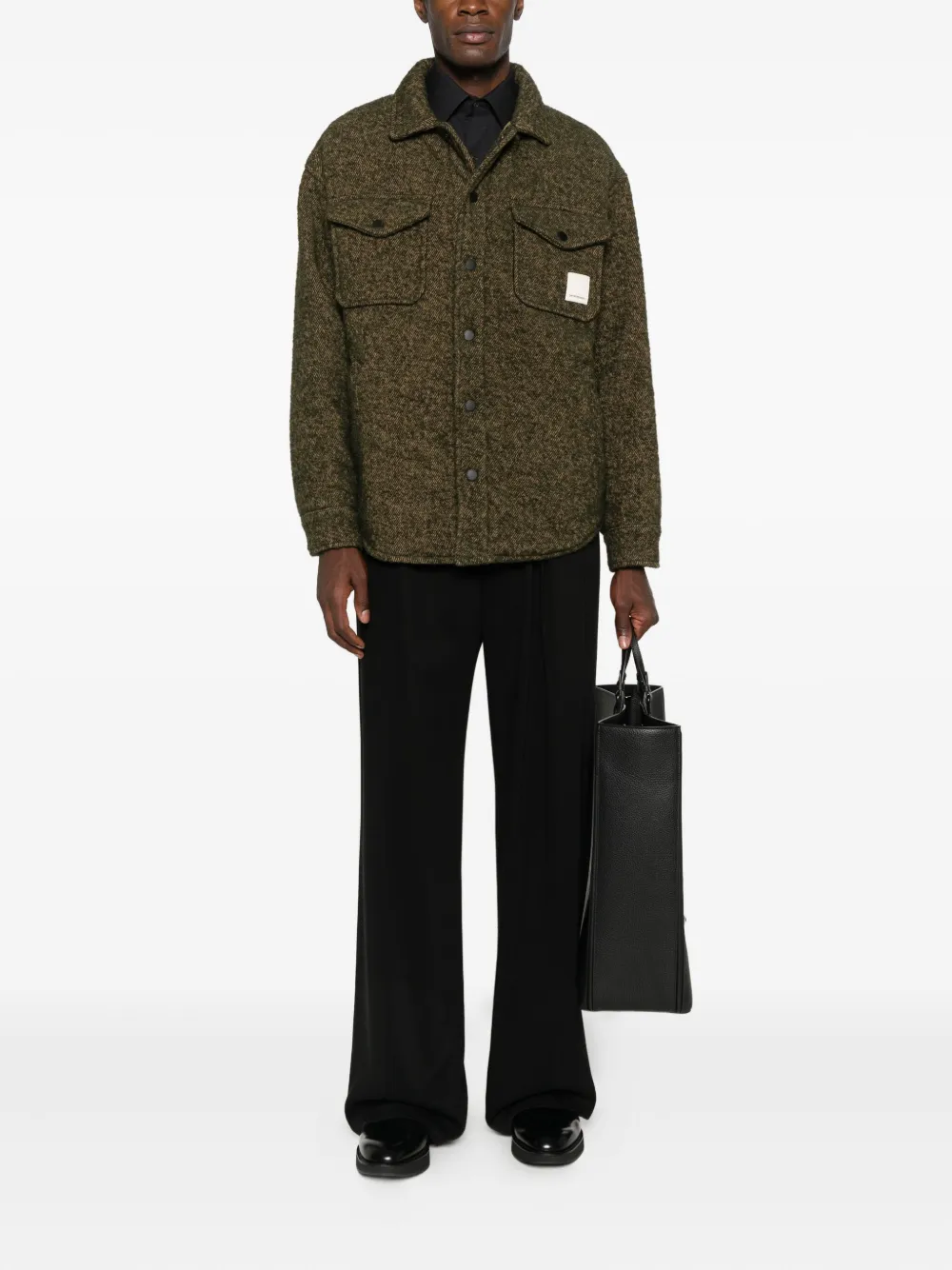 Рубашка-куртка с нашивкой-логотипом Emporio Armani, зеленый — фото 2